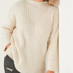OLD NAVY Rib Knit Mock Neck Cream Sweater